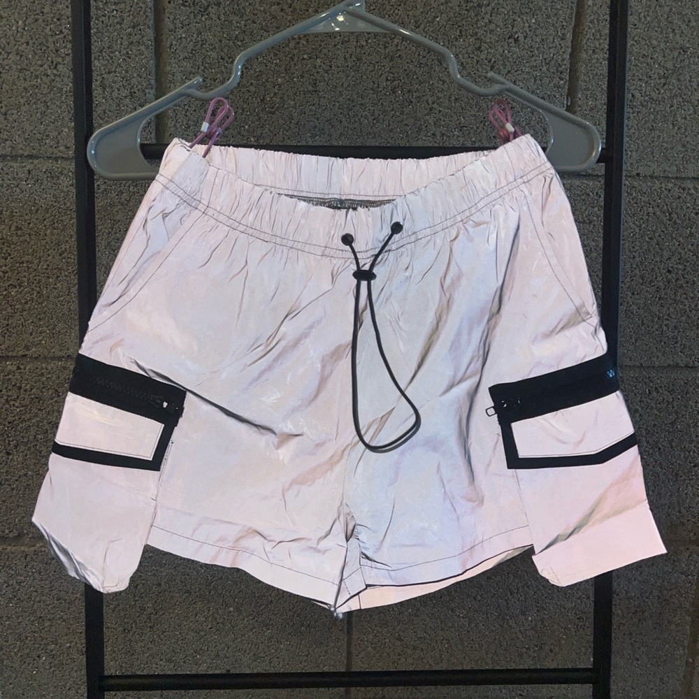 Reflective Rave Cargo Shorts with Pockets